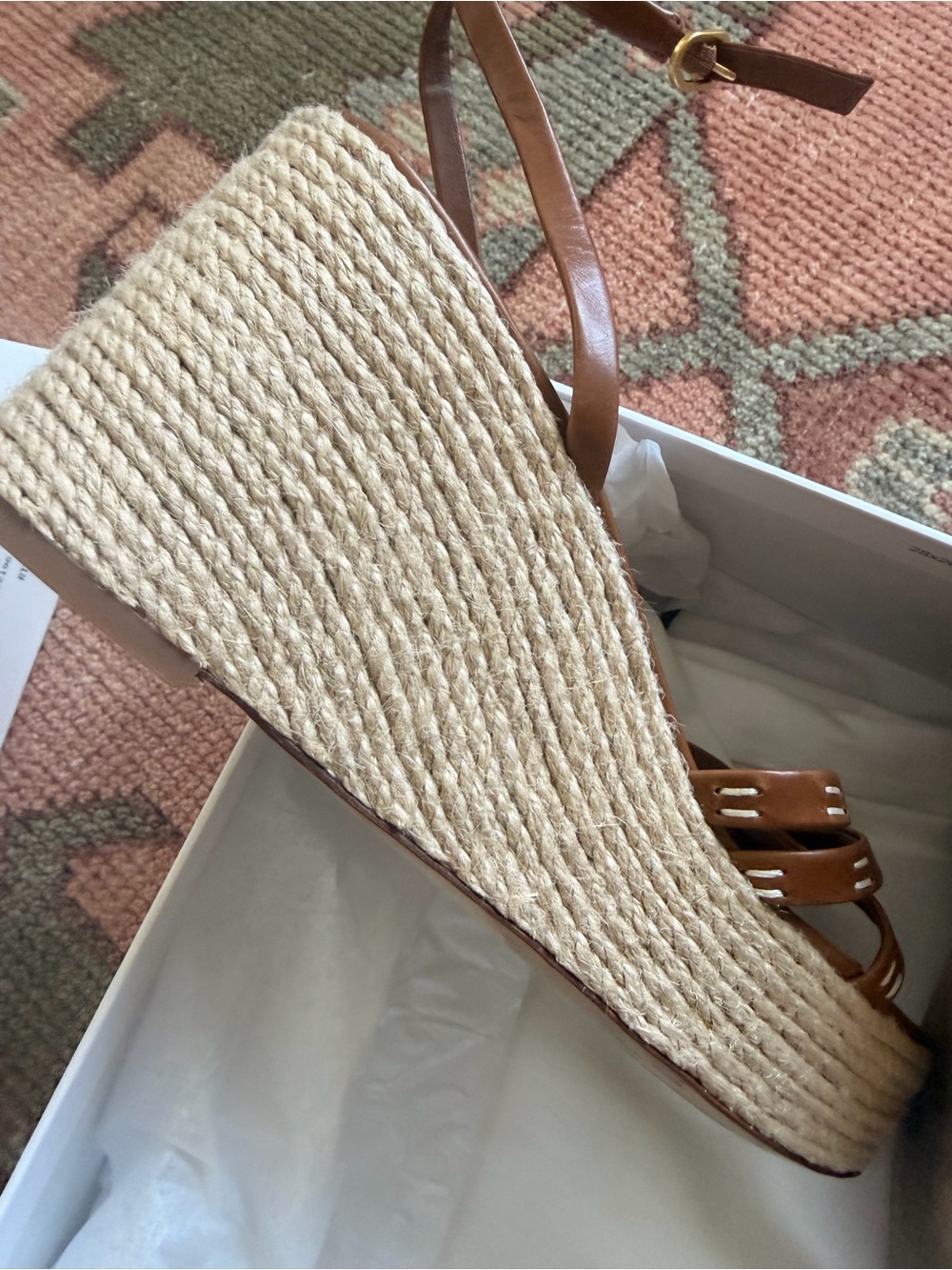 Veronica Beard Brown Leather Espadrille Ankle-Tie Sandals - Picture 6 of 6